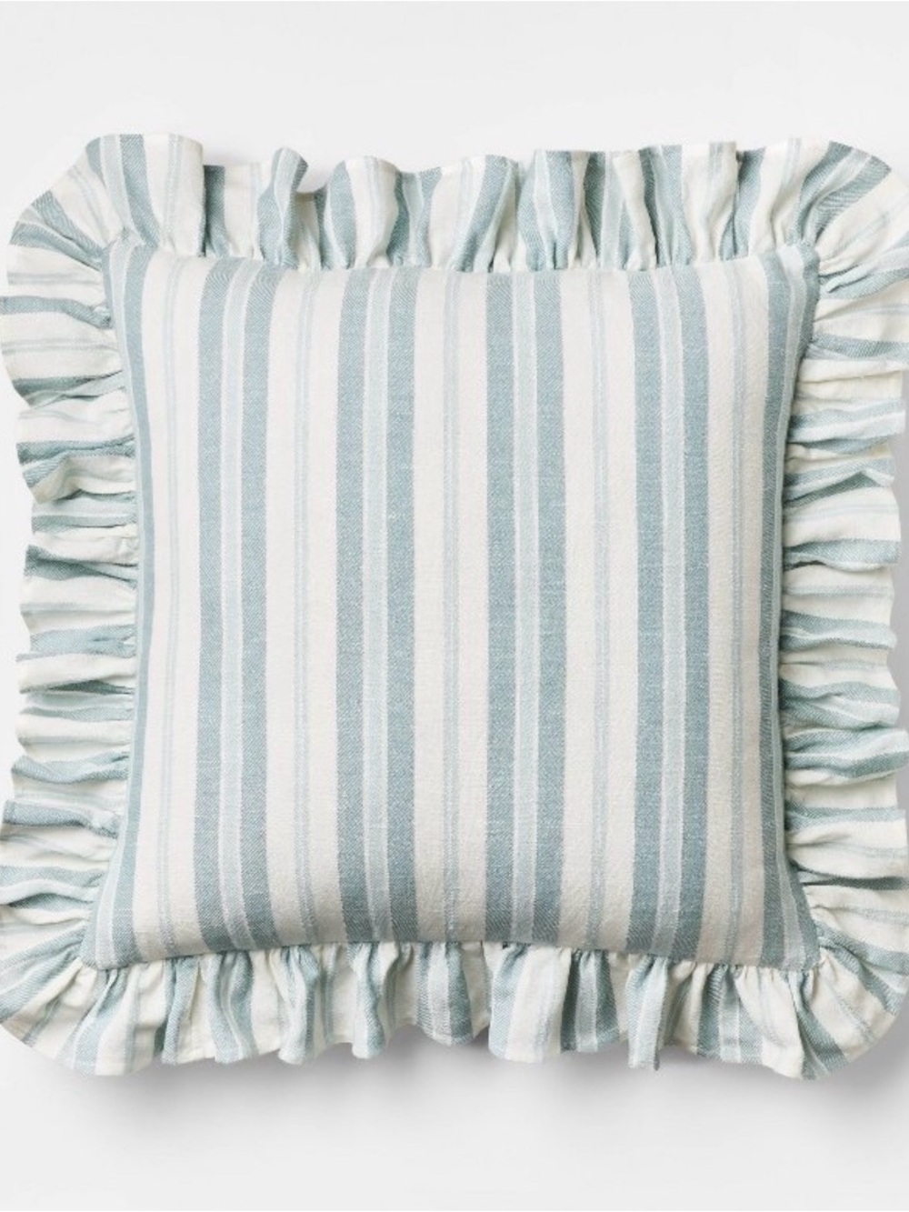 Threshold Striped Ruffled Accent Pillow - Blue and Cream